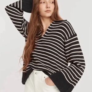 J. Crew Navy and White Striped Pullover Spring/Summer Sweater